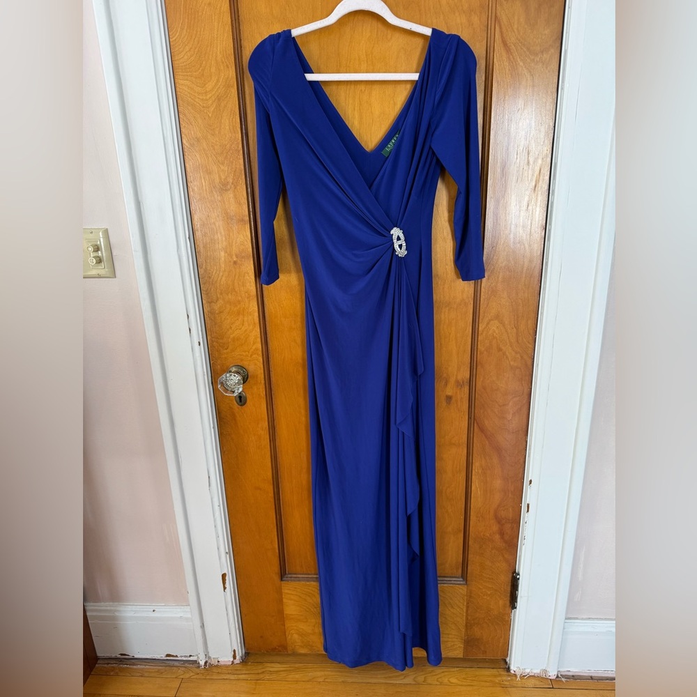 Ralph Lauren Royal Blue Long Sleeve Gown